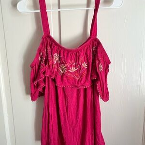 Pink Off-Shoulder Embroidered Top xxl time and tru